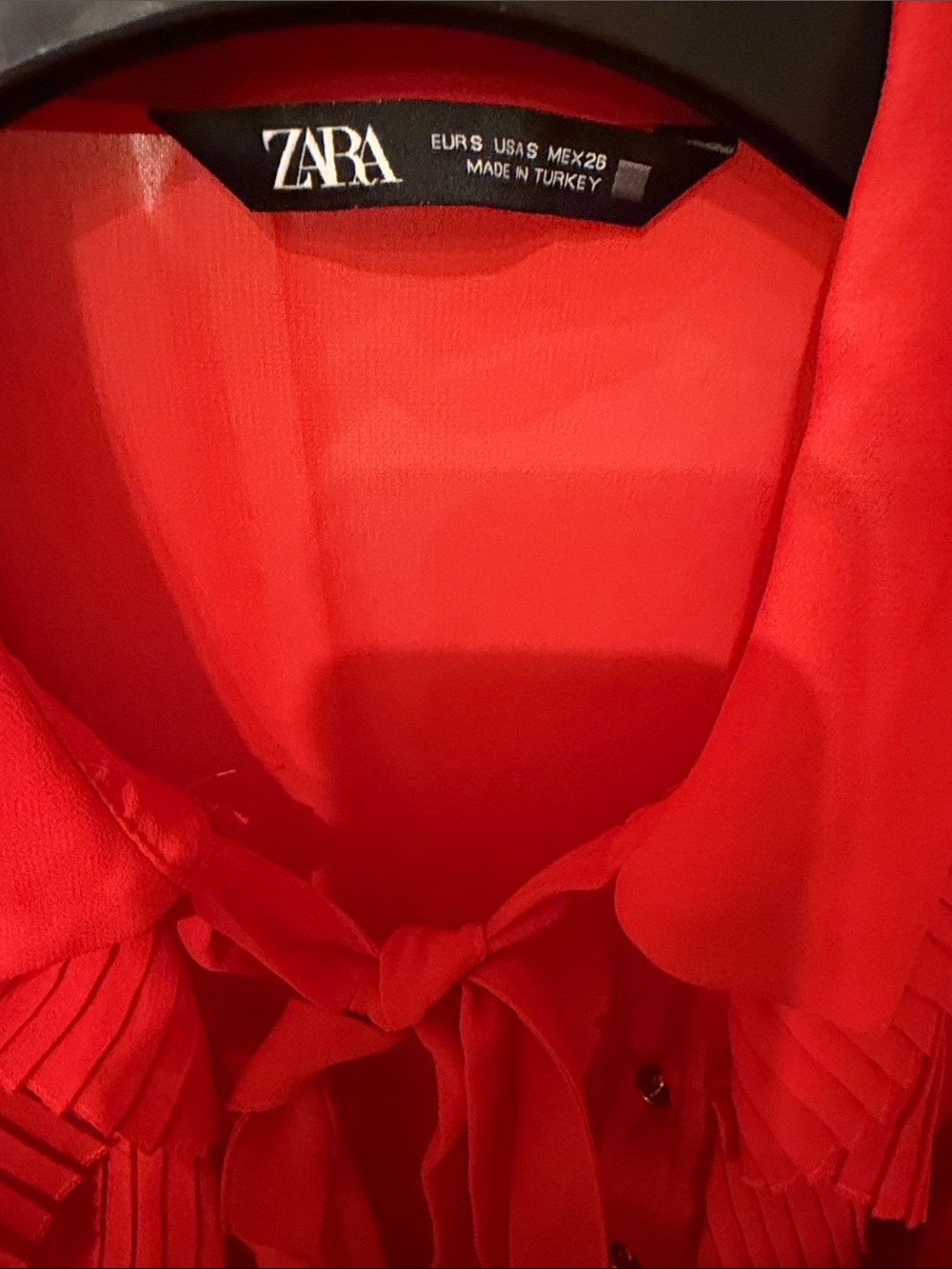 Zara Red Ruffle Flow Blouse - Picture 10 of 10